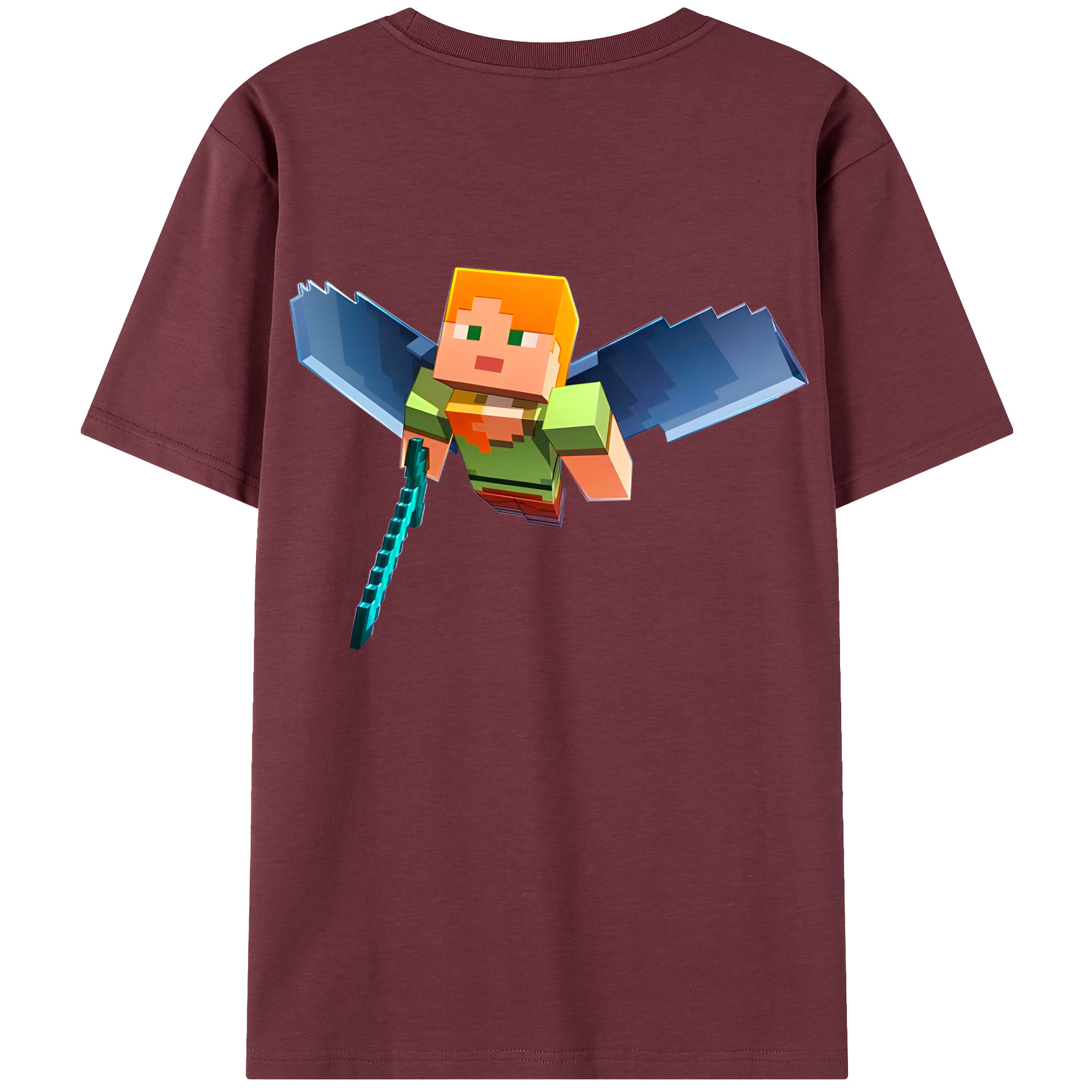 （画像用） マインクラフト ブロックの世界 Minecraft MC Block world 綿100％半袖Tシャツ（背面プリント）